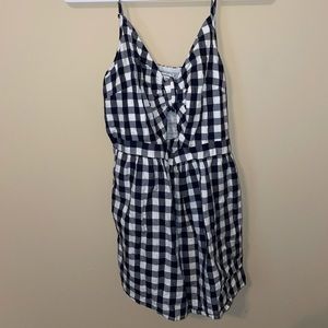 super cute black and white plaid romper!
